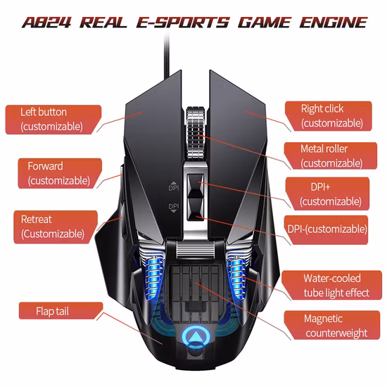 Nouveauté souris 3D USB pas cher jusqu'à 7200 Dpi LED rvb filaire optique Gamer PC souris ordinateur bureau souris de jeu pour le jeu